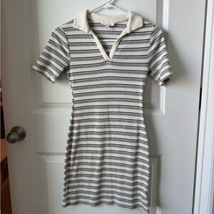 Striped Cream and Black Polo Dress